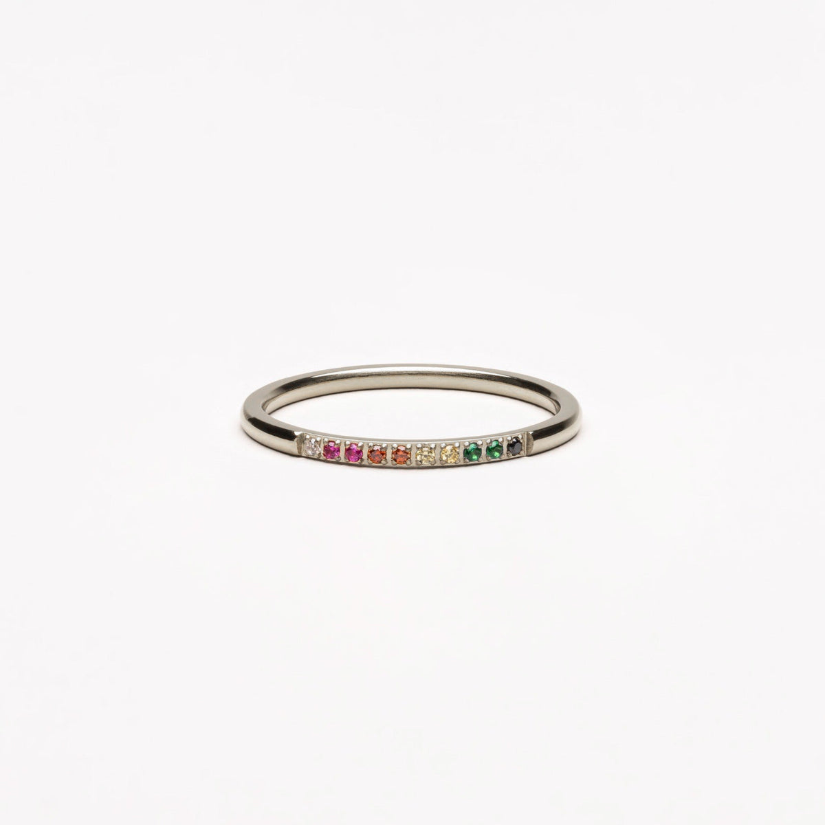 Rainbow Zircon Band Ring — Golden Hour