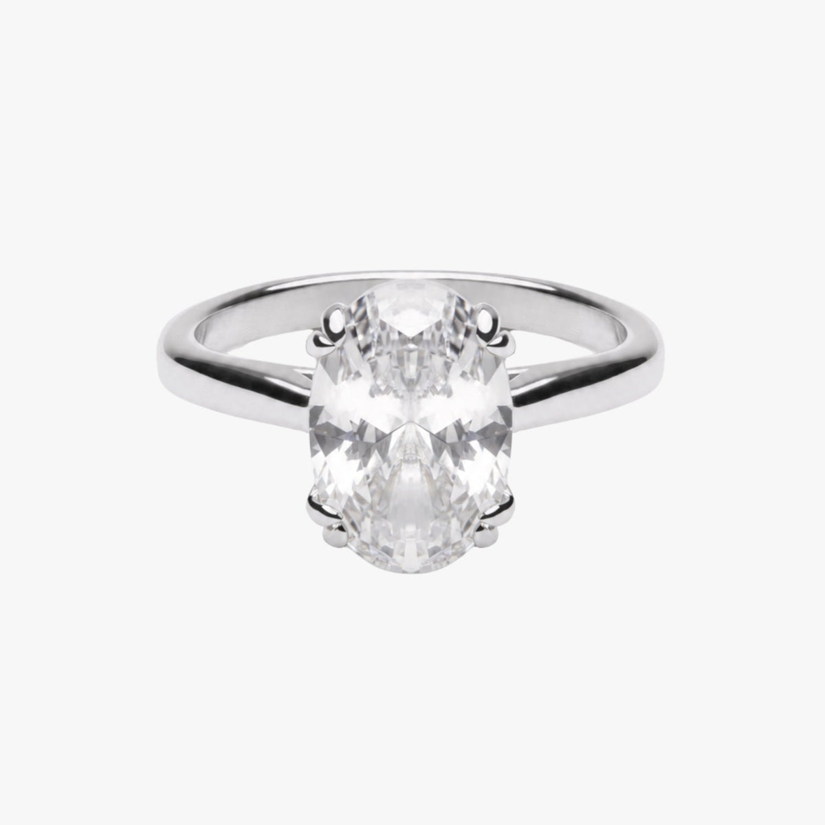 Oval Zircon Solitaire Ring, Stainless Steel