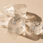 Zircon Drop Hoop Earrings, 8 mm