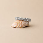 Beaded Zircon Eternity Band Ring, Stainless Steel