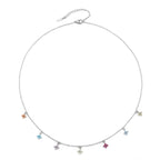 Multicolor Zircon Flower Charm Necklace