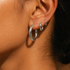 Classic Thick Hoop Earrings, 14–36 mm, Steel