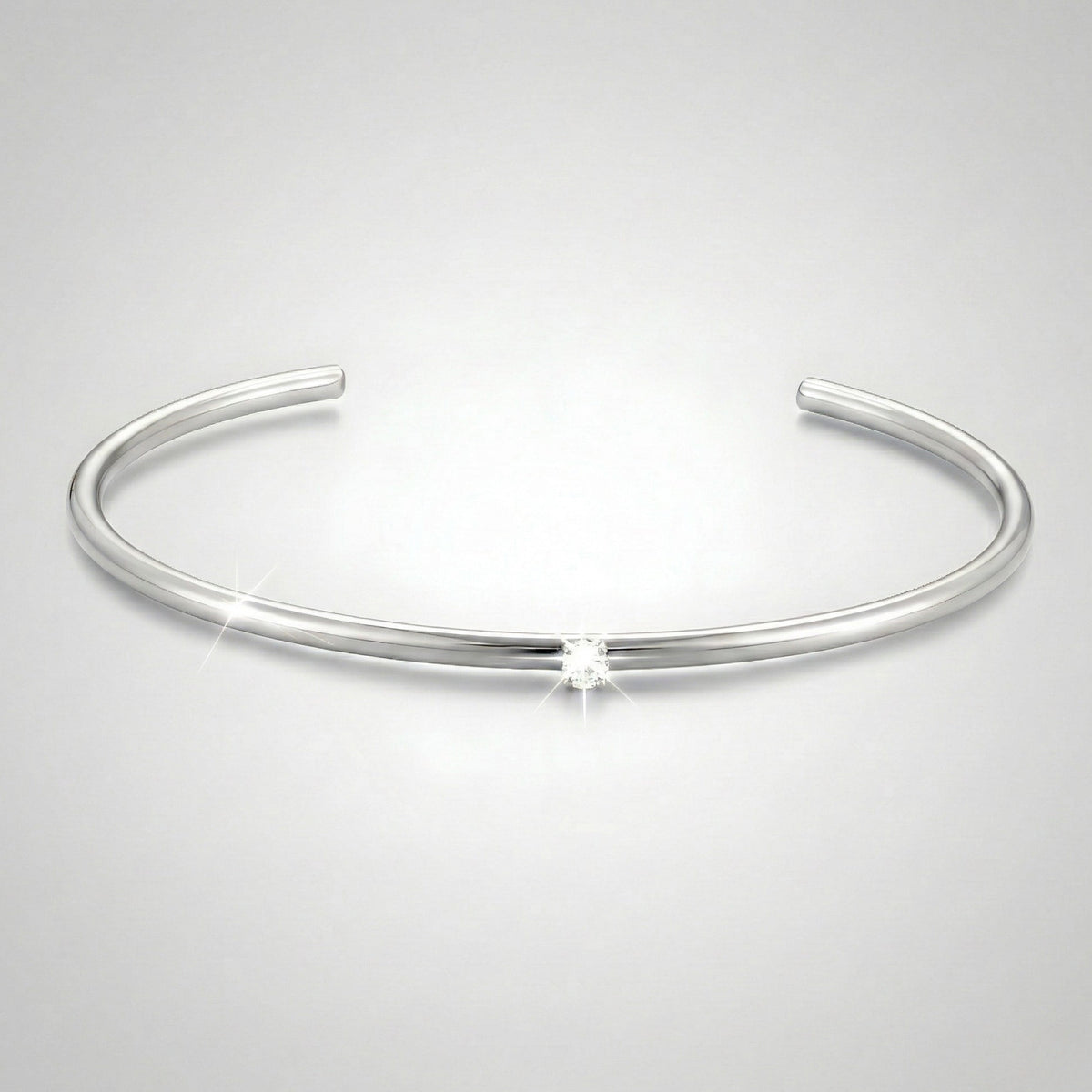 White Zircon Open Cuff Bracelet — Solar