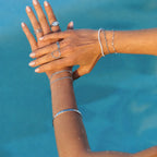 White Enamel Double Chain Bracelet, 16 cm
