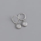 Sunburst Zirconia Hoop Earrings, 925 Silver — Helios