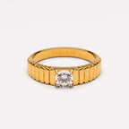 Round White Zircon Ribbed Ring — Aspen