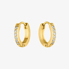 Zirconia Huggie Hoop Earrings, 13 mm