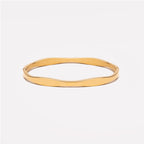 Wavy Bangle Bracelet, 18K Gold PVD Stainless Steel