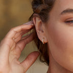 Zirconia Huggie Hoop Earrings, 13 mm