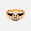 Round Zircon Signet Ring, Gold PVD Steel — Soleil