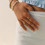 Round Zircon Signet Ring, Gold PVD Steel — Soleil