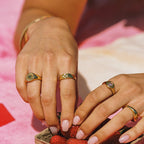 Green and White Zircon Signet Ring — Tulum