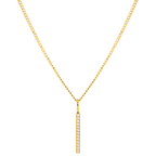 White Zircon Bar Pendant Necklace, Steel
