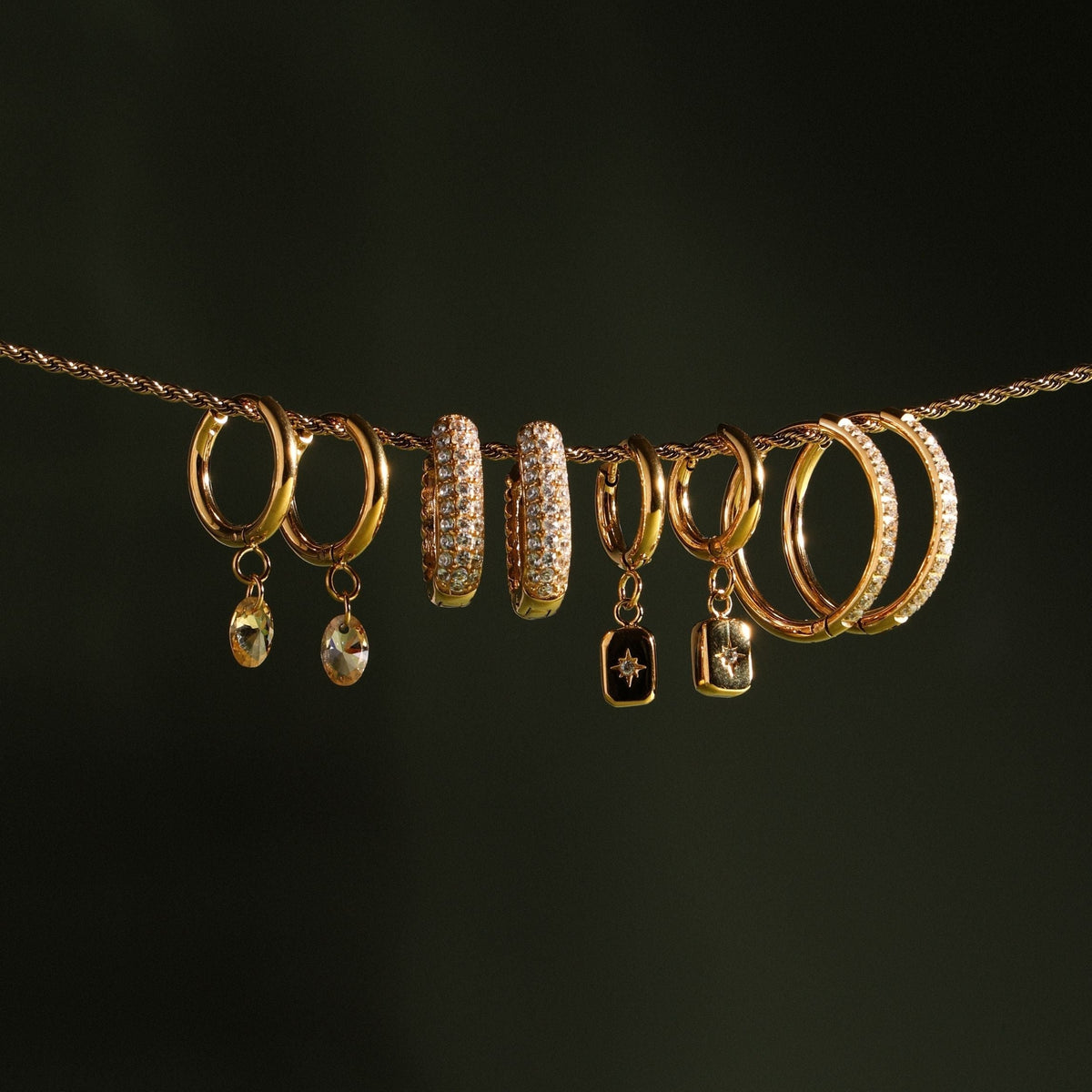 Pavé Cubic Zirconia Hoop Earrings, 16 mm