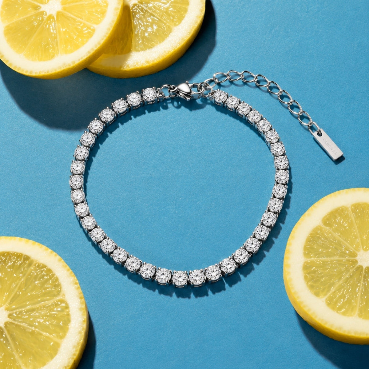 Zircon Tennis Bracelet, 4.1 mm Stones, Steel