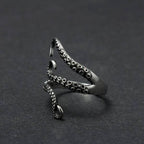 Adjustable Octopus Tentacle Ring, Stainless Steel