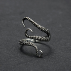 Adjustable Octopus Tentacle Ring, Stainless Steel