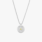 Compass Zircon Pendant Necklace, 16 mm, Steel
