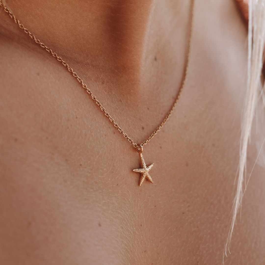 Textured Starfish Pendant Necklace, 45 cm
