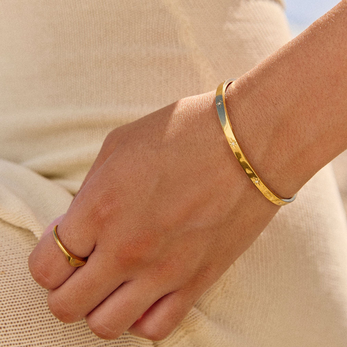 Starburst Zircon Cuff Bracelet — Starlight