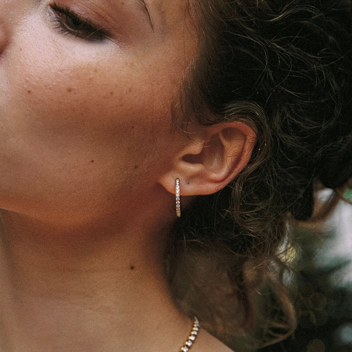 Pavé Cubic Zirconia Hoop Earrings, 16 mm