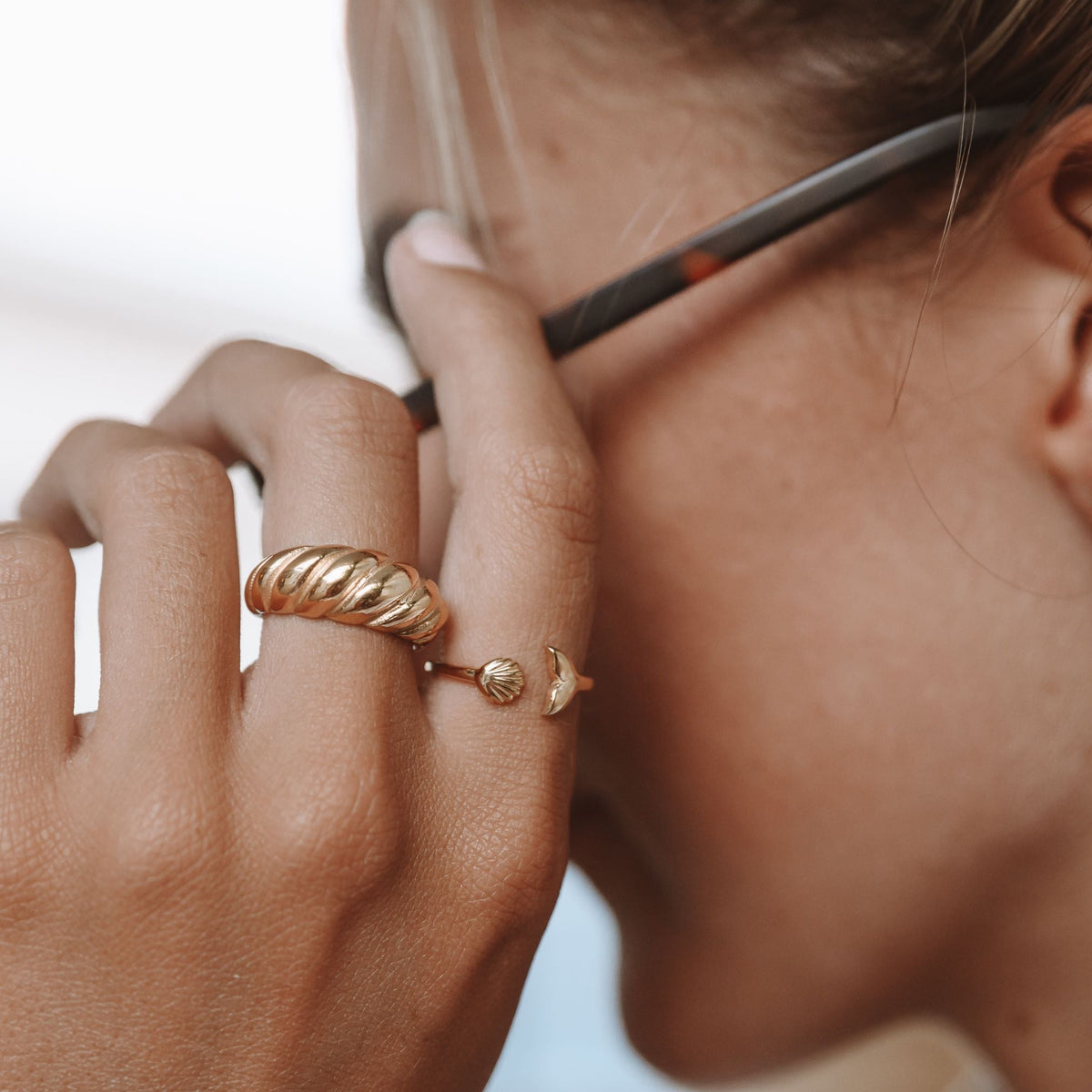 Ridged Dome Band Ring — Croissant