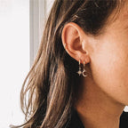 Moon and Star CZ Hoop Earrings — Summer Night