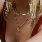 Sun Coin Rope Chain Necklace, 21 mm