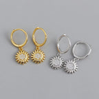 Sunburst Zirconia Hoop Earrings, 925 Silver — Helios