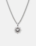 Textured Sun Pendant Necklace, Stainless Steel