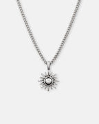 Textured Sun Pendant Necklace, Stainless Steel