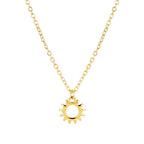 Open Sun Pendant Necklace, 18K Gold PVD Steel