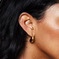 Sculpted Teardrop Hoop Earrings, Gold-Tone