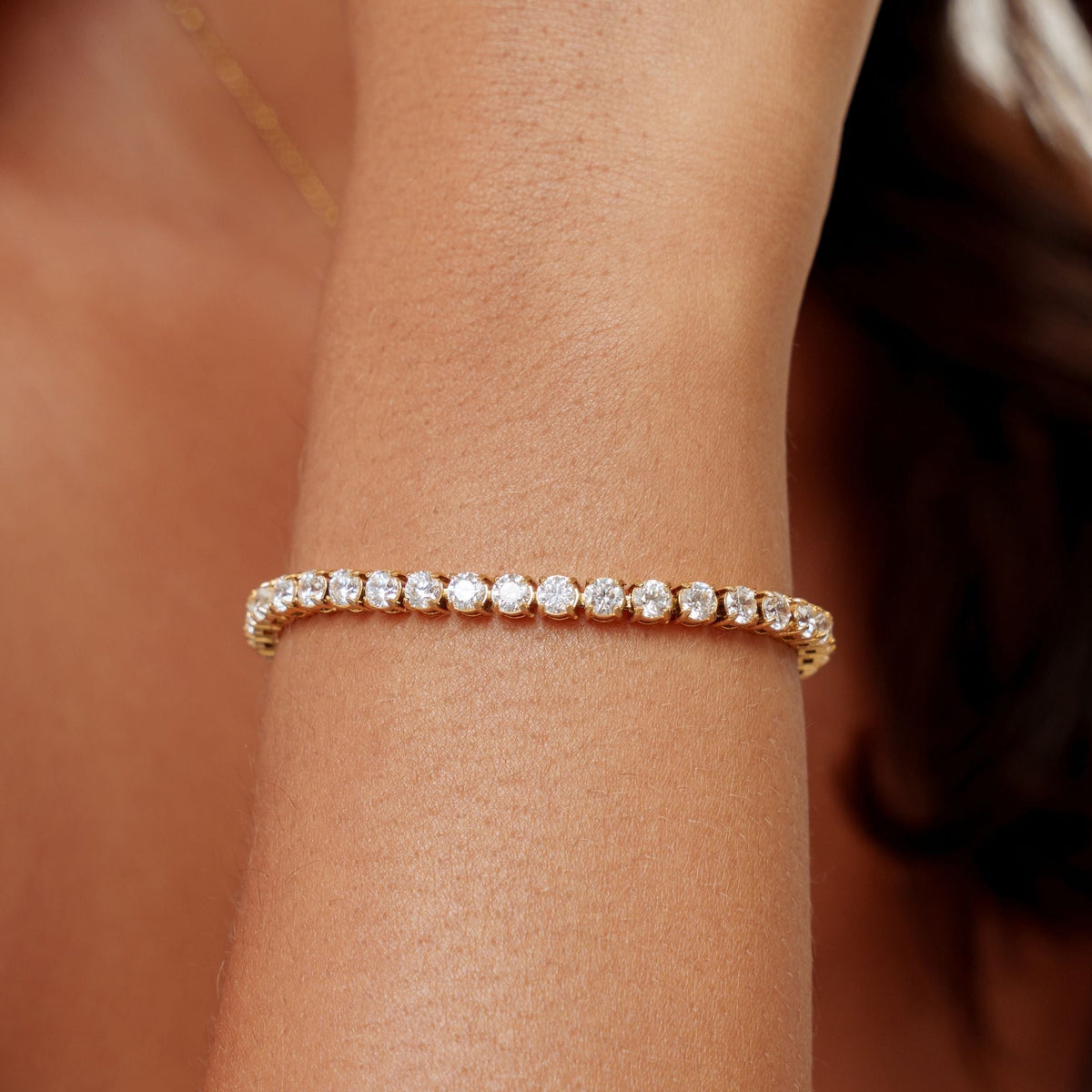 Zircon Tennis Bracelet, 4.1 mm Stones, Steel