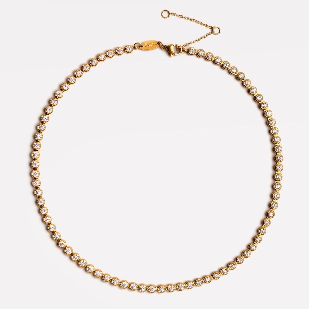 Round Zircon Tennis Choker, 37 cm, Steel