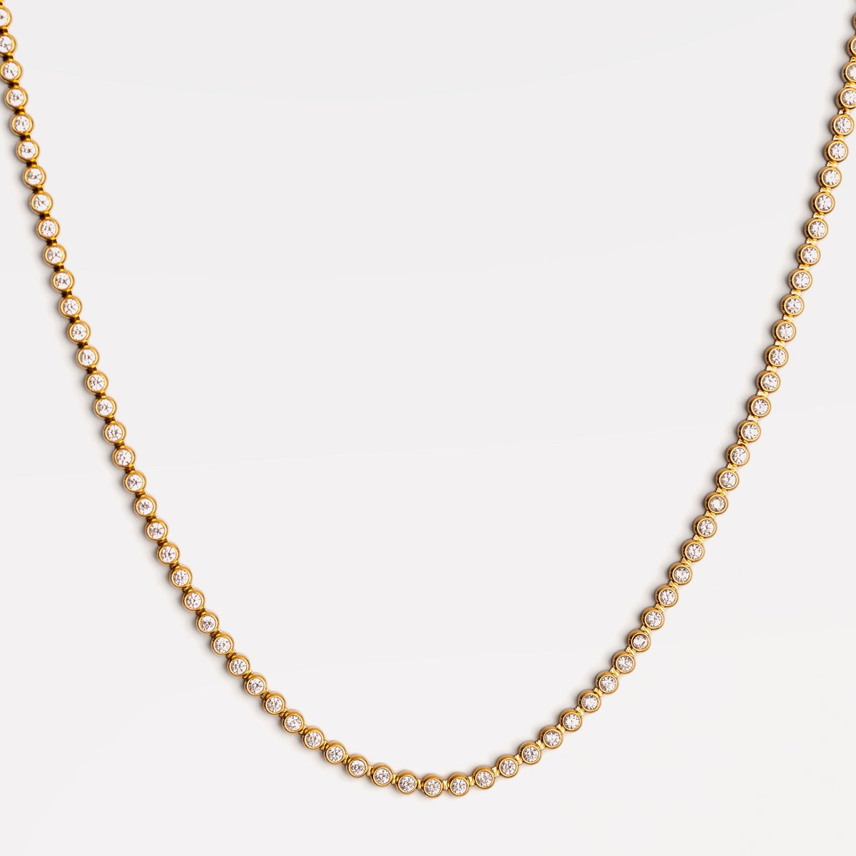 Round Zircon Tennis Choker, 37 cm, Steel