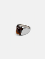 Men’s Tiger's Eye Signet Ring, Stainless Steel — Terra