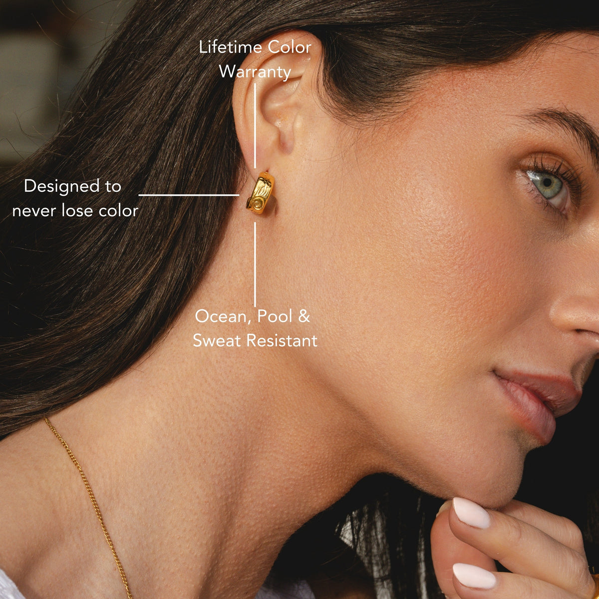 Engraved Floral Half-Hoop Stud Earrings — Bloom