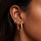 Classic Thick Hoop Earrings, 14–36 mm, Steel