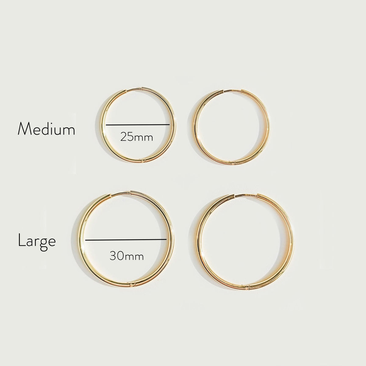 Thin Hoop Earrings, 25 or 30 mm