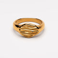 Sculpted Wave Band Ring, 18K Gold PVD Steel — Tide