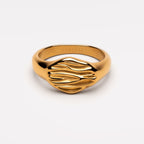 Sculpted Wave Band Ring, 18K Gold PVD Steel — Tide