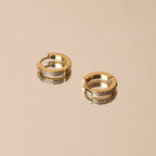 Zirconia Huggie Hoop Earrings, 13 mm