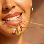 Coin and Freshwater Pearl Necklace, 18K Gold PVD Steel