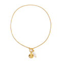 Coin and Freshwater Pearl Necklace, 18K Gold PVD Steel
