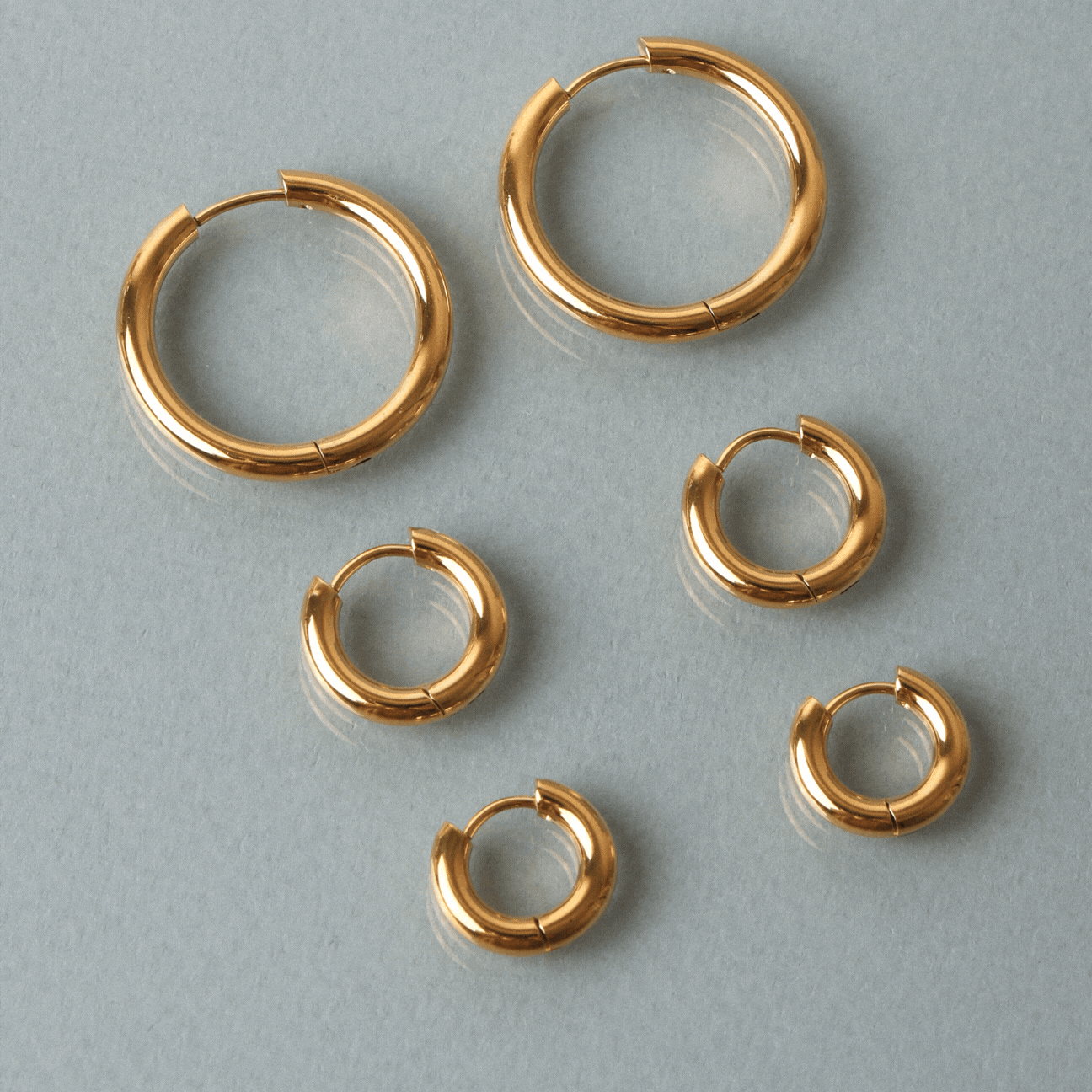 Classic Thick Hoop Earrings, 14–36 mm, Steel