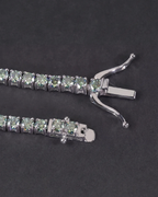Men’s Green Moissanite Tennis Bracelet, 4 mm, 925 Silver — Verdant Éclat