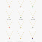 Round CZ Birthstone Necklace, 9 mm