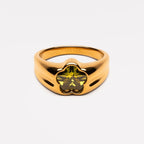 Flower Zircon Ring, Gold PVD Steel — Blossom