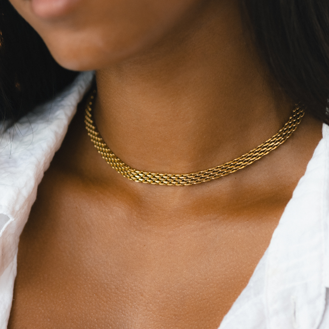 Woven Chain Choker, 6 mm, Steel — Sifnos